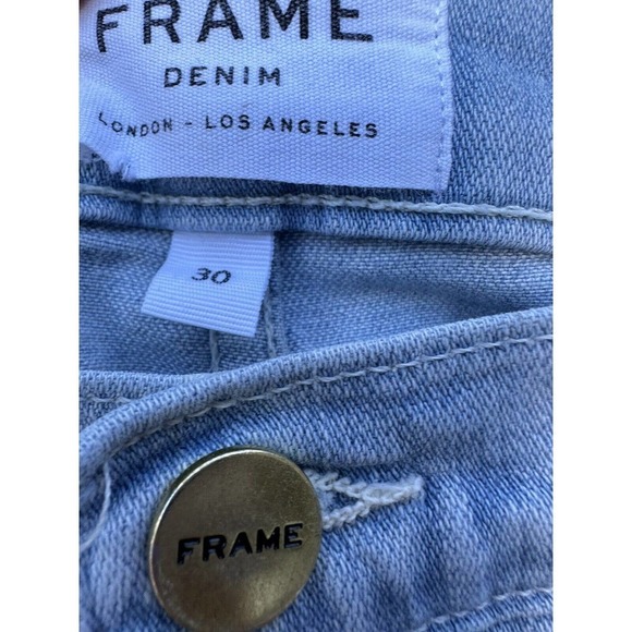 FRAME Le High Skinny Jeans Light Blue Rush Distressed Ripped Size 30 - Picture 8 of 12